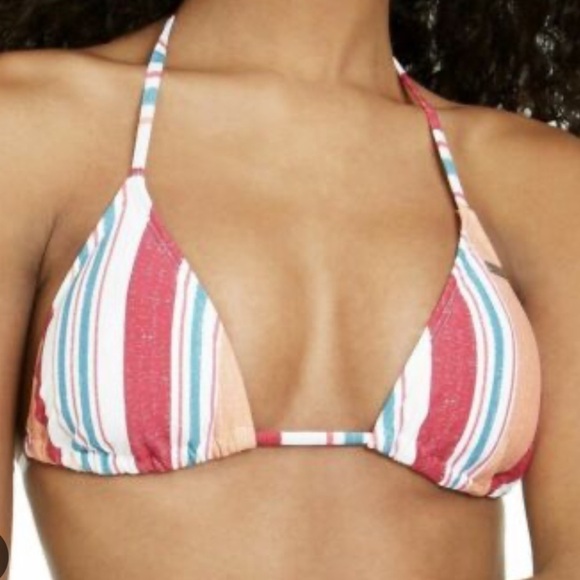 Nwt Roxy STRIPE Juniors' Striped High-Waist Bikini Swimsuit - M - Picture 2 of 10